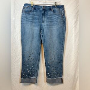 Chico's Boyfriend Ankle Crop Rhinestone Denim Size 16/ Chico’s Sz 3